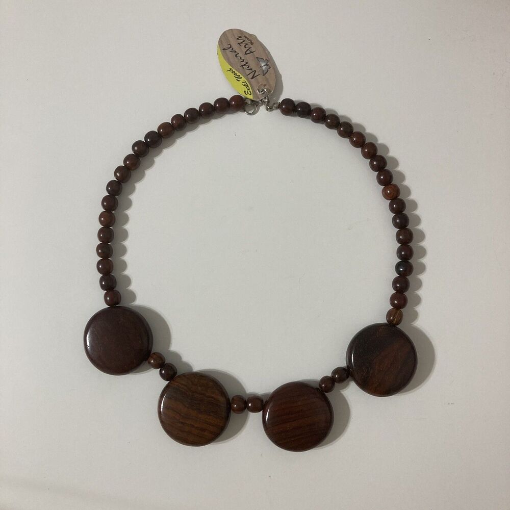 Exotic Wood Natural Arts Karla Necklace Mexico Costa Rica Round Brown Beads